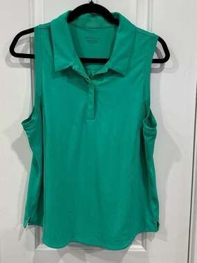 Athleta Advantage Sleeveless Polo Tank Golf Top Green Small